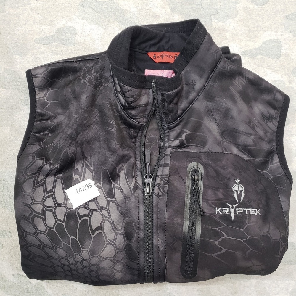 Kryptek Vest Mens Small Black Camo Hunting Full Zip Pockets Sleeveless Outdoors - Picture 11 of 11